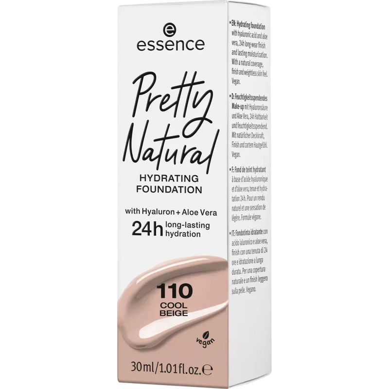 essence cosmetics Make-up Pretty Natural hydraterende foundation Cool Beige 110, 30 ml