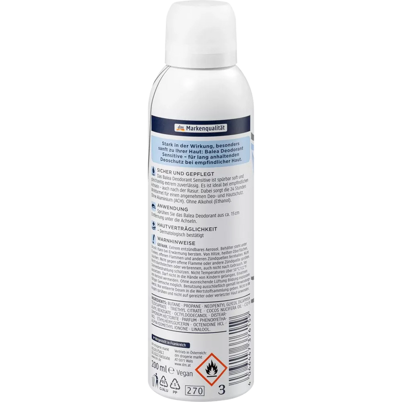 Balea Deo Spray Deodorant Gevoelig, 200 ml