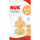 Nuk Kleppenspeen First Choice Plus Latex, 0-6 maanden, gatgrootte M (melk), 2 st.