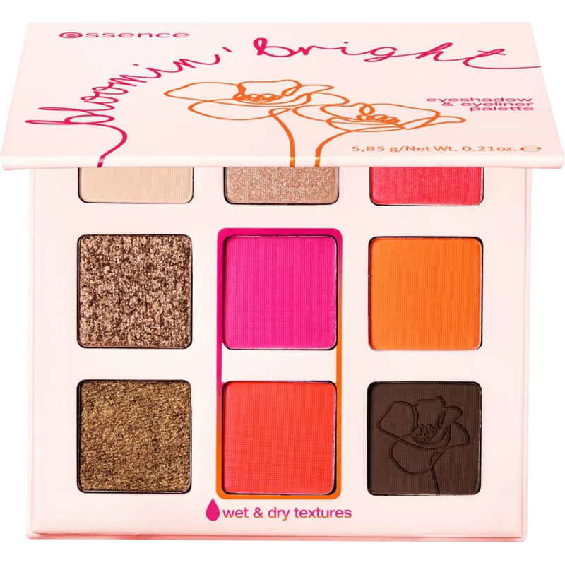 essence Oogschaduwpalette Bloomin' Bright & Eyeliner Palette 01 See Me Bloomin', 5,85 g