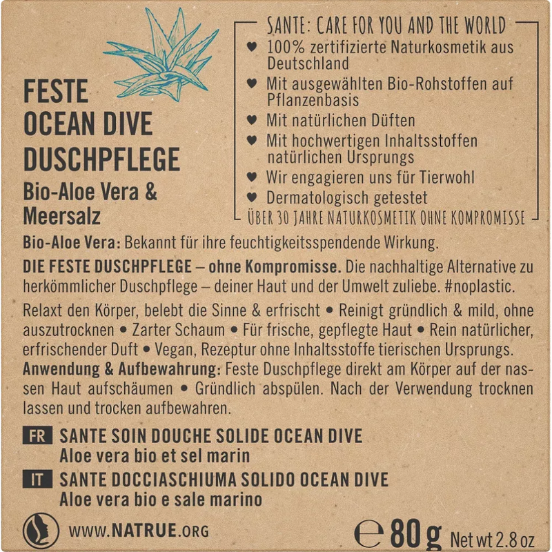 Sante Solid Shower Ocean Dive, 80 g