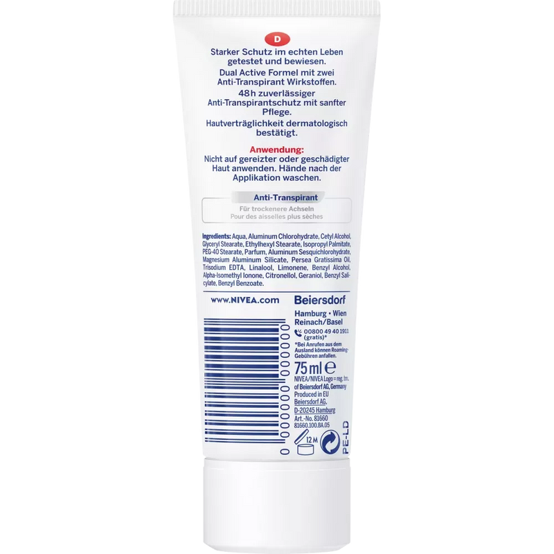 NIVEA Antitranspirant deodorantcrème Dry Comfort, 75 ml