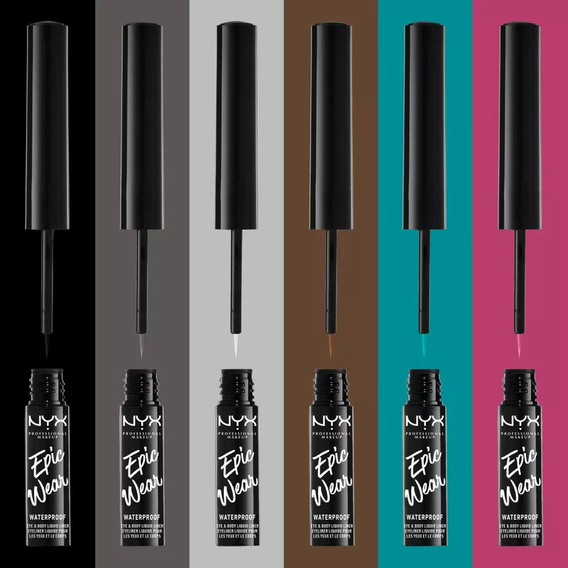 NYX PROFESSIONAL MAKEUP Eyeliner liquide Epic Wear Metallic Waterproof 02 Gun Metal, 3,5 ml