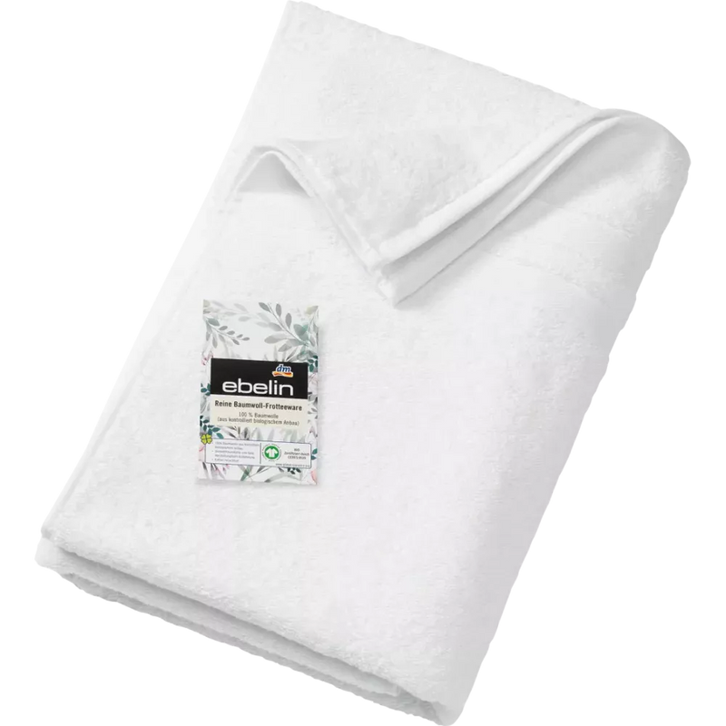 ebelin Badstof handdoek wit 100% biologisch katoen GOTS gecertificeerd, 1 stuk