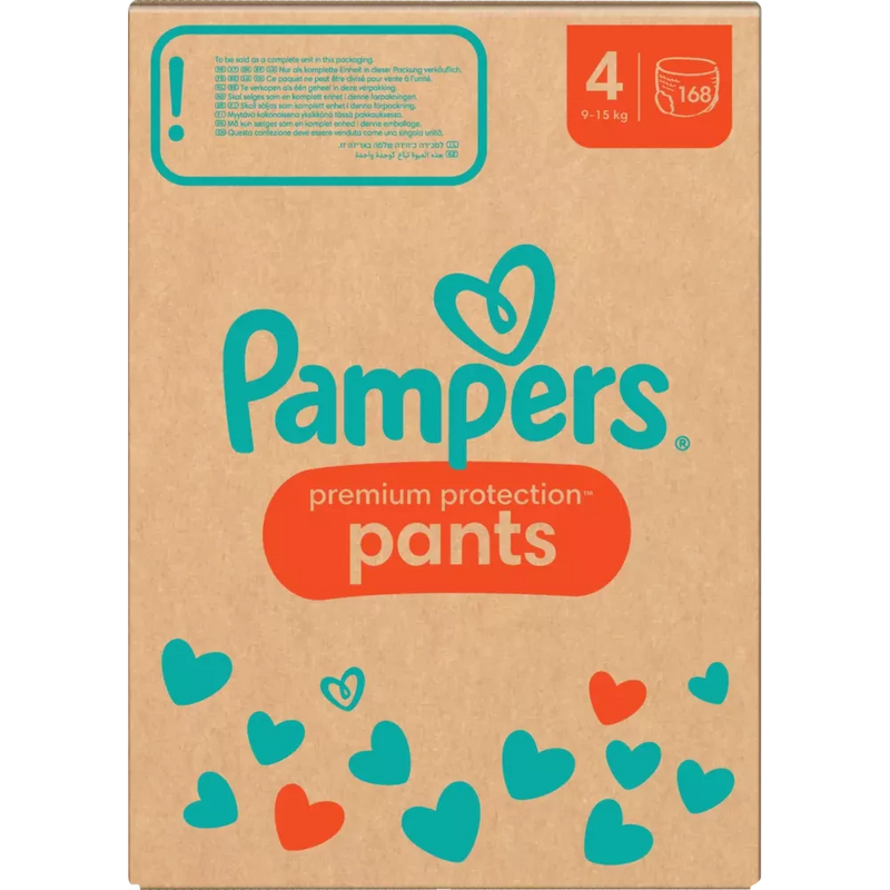 Pampers Luiers Premium Protection Pants Gr.4 Maxi (9-15k g), maandelijkse doos, 168 stuks.