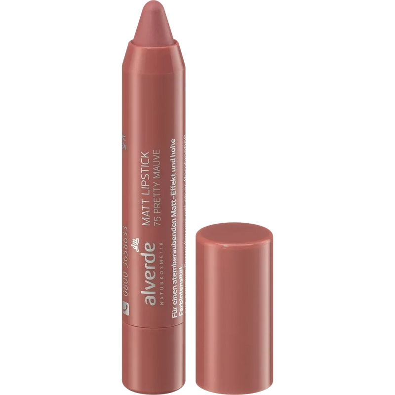 alverde NATURKOSMETIK Lipstick Matte Pretty Mauve 75, 3.7 ml