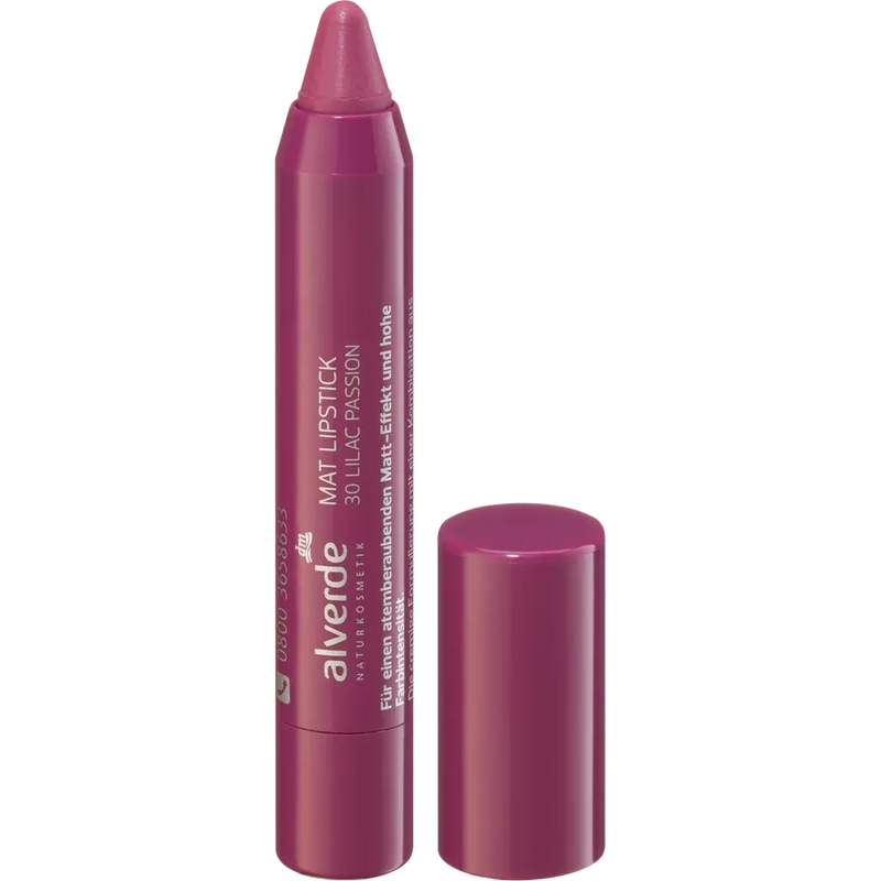 alverde NATURKOSMETIK Lipstick Mat 30 Lila Passie, 4 ml