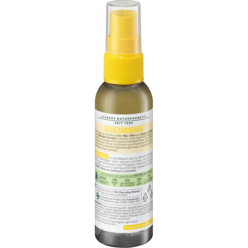 alverde NATURKOSMETIK Nutri-Care 2-fasen spray behandeling biologische amandel, biologische argan, 75 ml