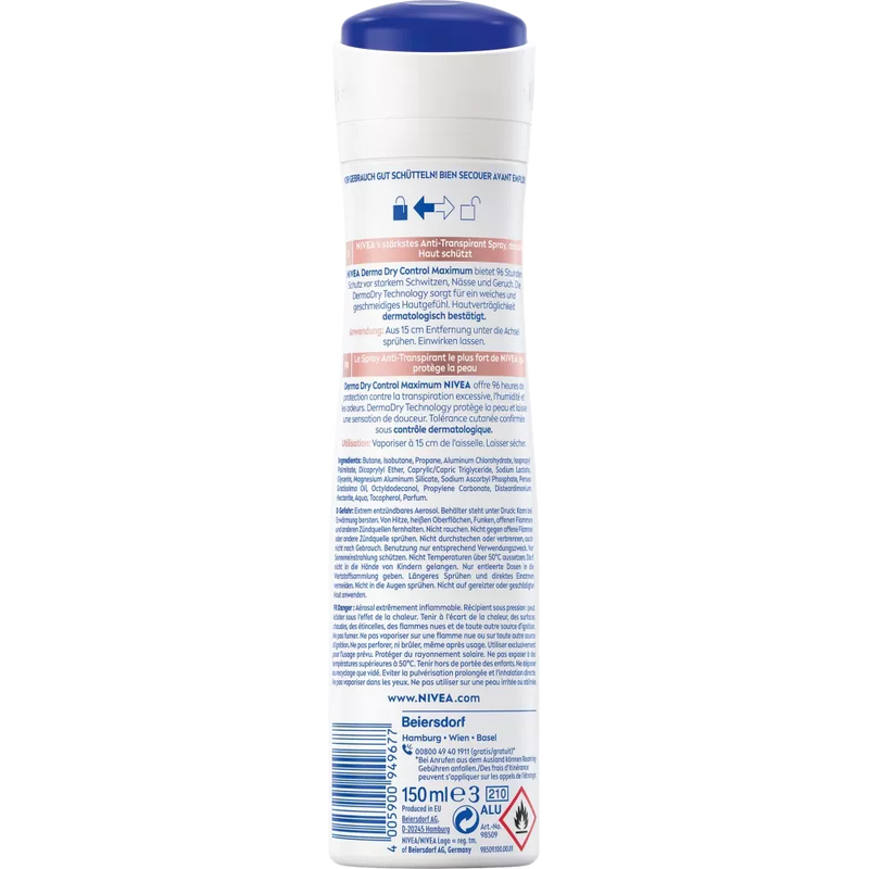 NIVEA Antitranspirant Deospray Derma Dry Control, 150 ml