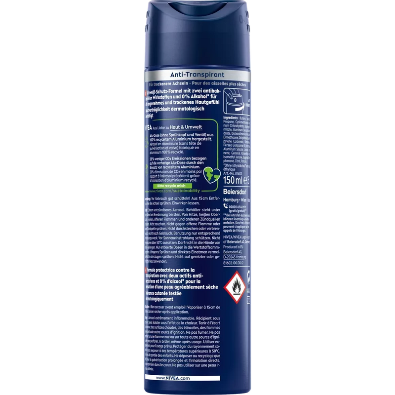 NIVEA MEN Deo Spray Antiperspirant Dry Impact, 150 ml