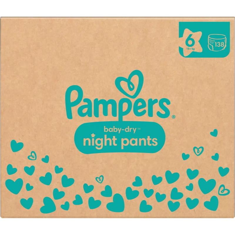 Pampers Babybroekjes nacht Baby Dry maat 6 (15+ kg), maandelijkse doos, 138 stuks.