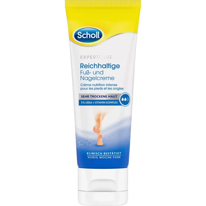Scholl rijke voet- & nagelcrème met ureum (5%) voor de zeer droge huid, 75 ml