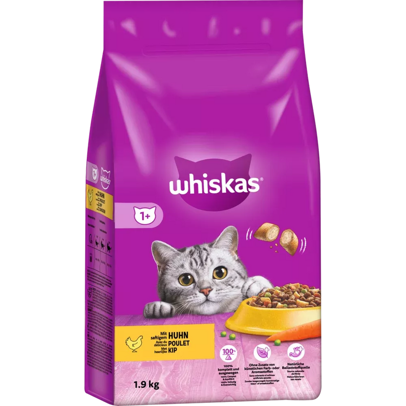 Whiskas Droog kattenvoer met kip, Adult 1+, 1.9 kg