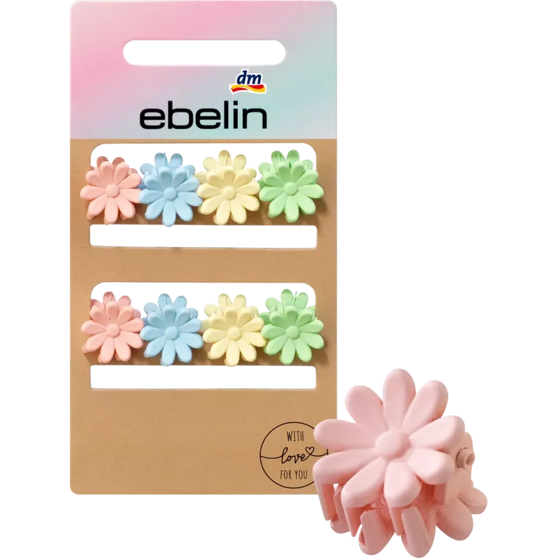 ebelin Haarclips kleine bloemvorm, 8 stuks