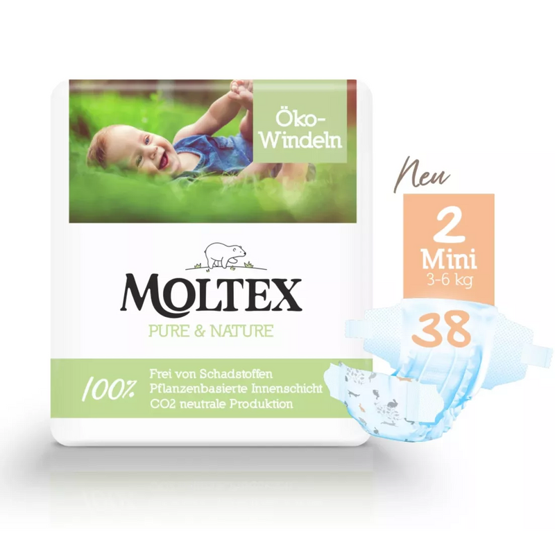 Moltex Luiers Pure & Nature maat 2 Mini, 3-6 kg, 38 stuks