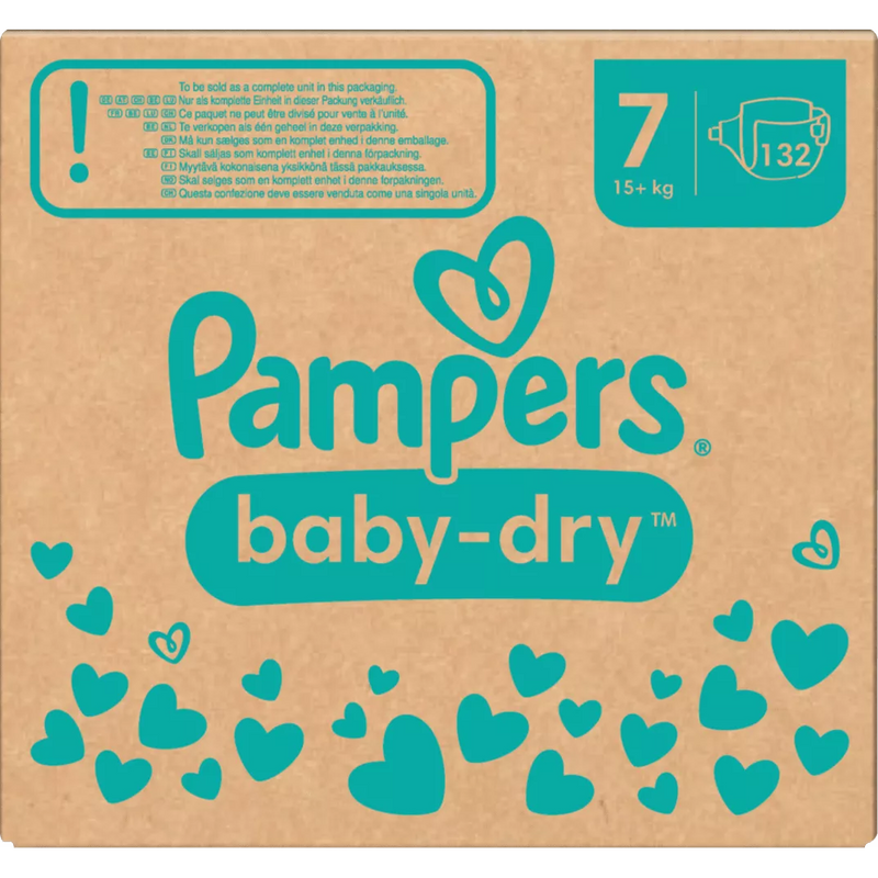 Pampers Luiers Baby Dry Gr.7 Extra Large (15+ kg), maandelijkse doos, 132 stuks.
