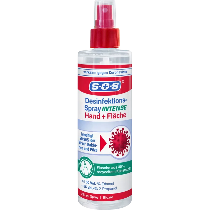 SOS Desinfectiespray Intense Hand & Oppervlakte, 250 ml
