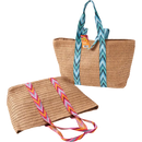 SUNDANCE SUNDANCE strandtas met handvat van geweven lint + drukknoop blauw, 1 st.