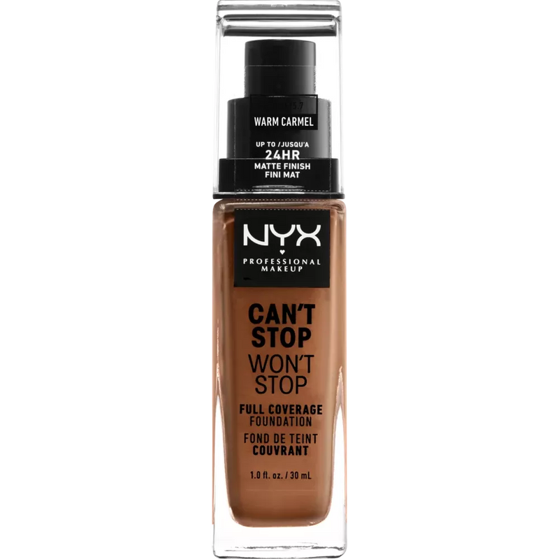 NYX PROFESSIONAL MAKEUP Foundation Can't Stop Won't Stop 24-Hour Warm Caramel 15.7, 30 ml