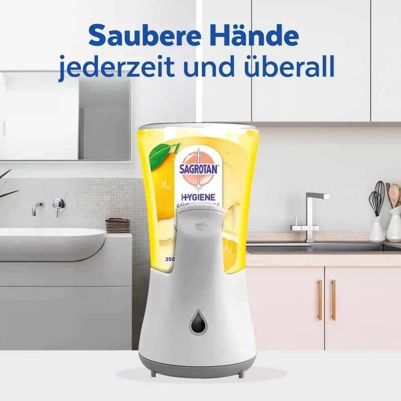 Distributeur de savon Sagrotan No Touch Citrus, recharge de savon de cuisine, 250 ml