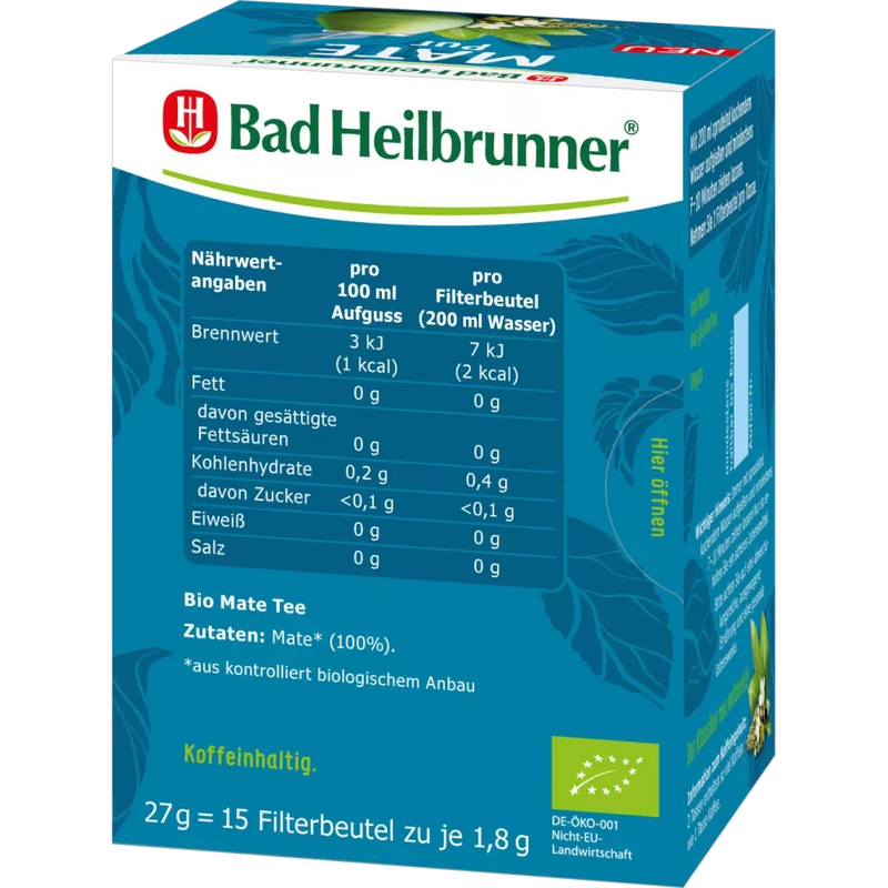 Bad Heilbrunner Thee Biologische Mate Puur (15 x 1,8 g), 27 g