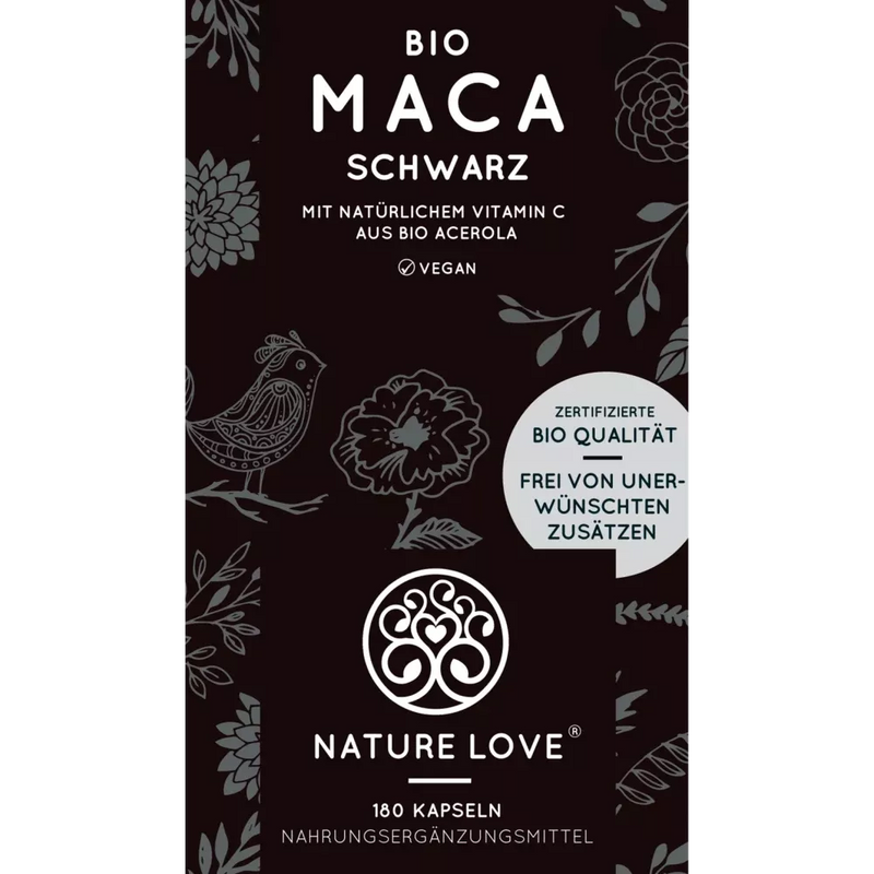 Nature Love Biologische Maca Zwart Capsules 180 stuks, 163 g