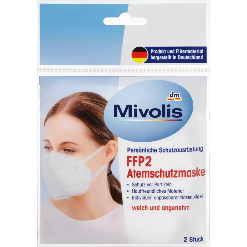 Mivolis FFP2 mondmasker wegwerp, 2 stuks