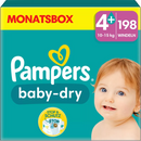 Couches Pampers Baby Dry Gr.4+ Maxi Plus (10-15 kg), boîte mensuelle, 198 pièces.
