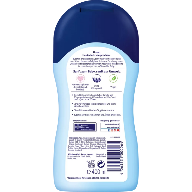 Bübchen Shampoo kinderen gevoelig kamille en tarwe-eiwit, 400 ml