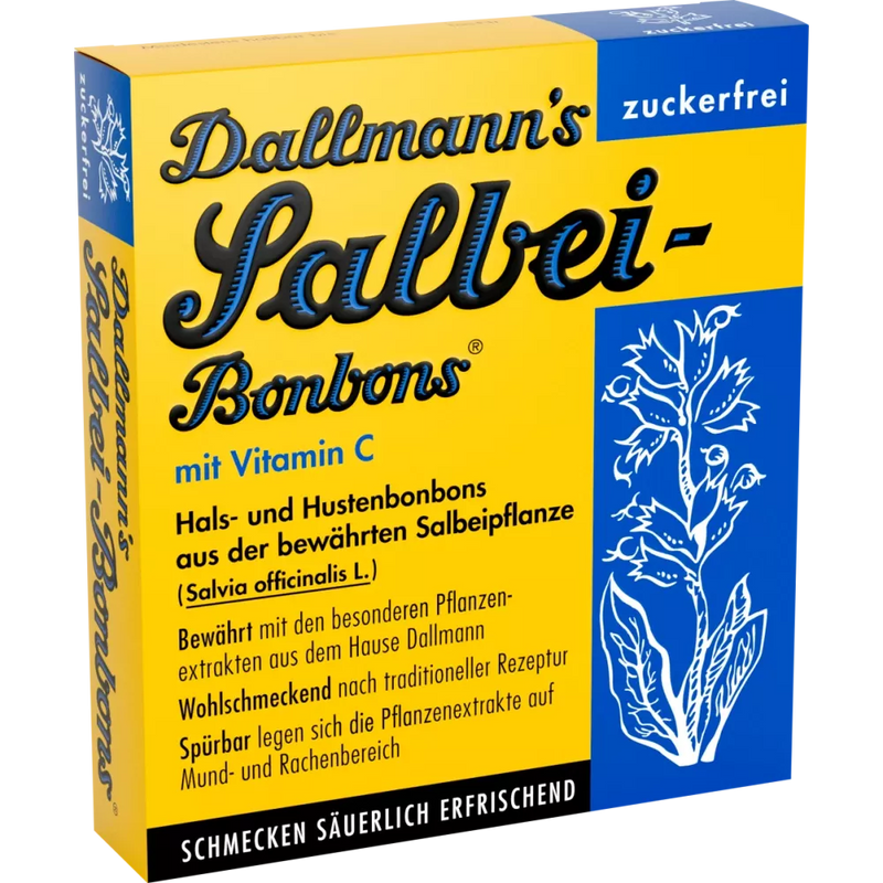 Dallmann's Salie snoepjes suikervrije keel- en hoestsnoepjes (20 stuks), 37 g