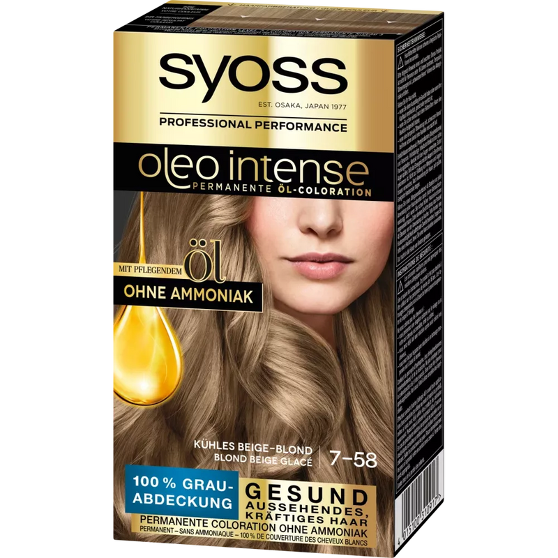 Syoss Oleo Intense Haarkleur Smoky Blondes Cool Beige Blond 7-58, 1 st.