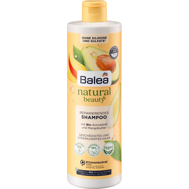 Balea Shampoo Natural Beauty met biologische avocado-olie en mangoboter, 400 ml