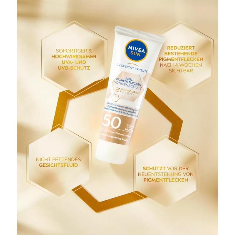 NIVEA SUN Zonnebrand Sun Fluid Gezicht, Anti Pigmentatie SPF 50, 40 ml