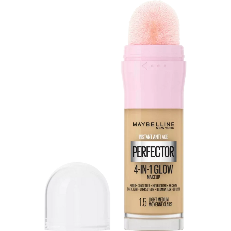 Maybelline New York Foundation Instant Perfector Glow 4in1, 1.5 Licht Medium, 20 ml