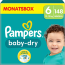 Couches Pampers Baby Dry Gr.6 Extra Large (13-18 kg), boîte mensuelle, 148 pièces.