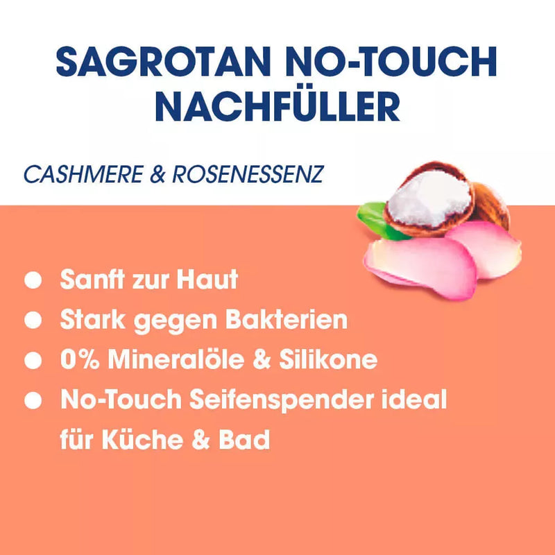 Sagrotan Zeepdispenser No Touch Cashmere & Rose Essence navulling, 250 ml