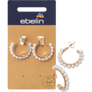 Boucles d'oreilles créoles dorées avec perles, 2 pièces.