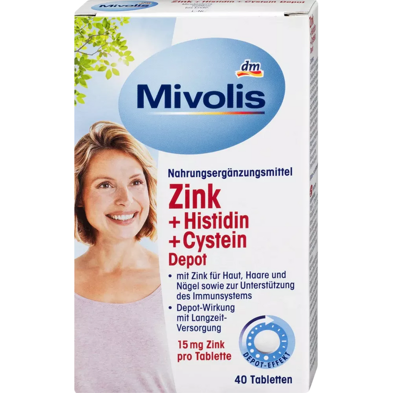 Mivolis Zink + Histidine + Cysteïne Depot, tabletten 40 stuks, 19 g