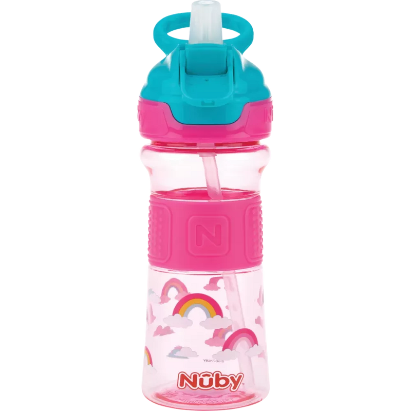 Nuby Rietjesbeker Tritan Reflex, roze, 360 ml, 1 stuk