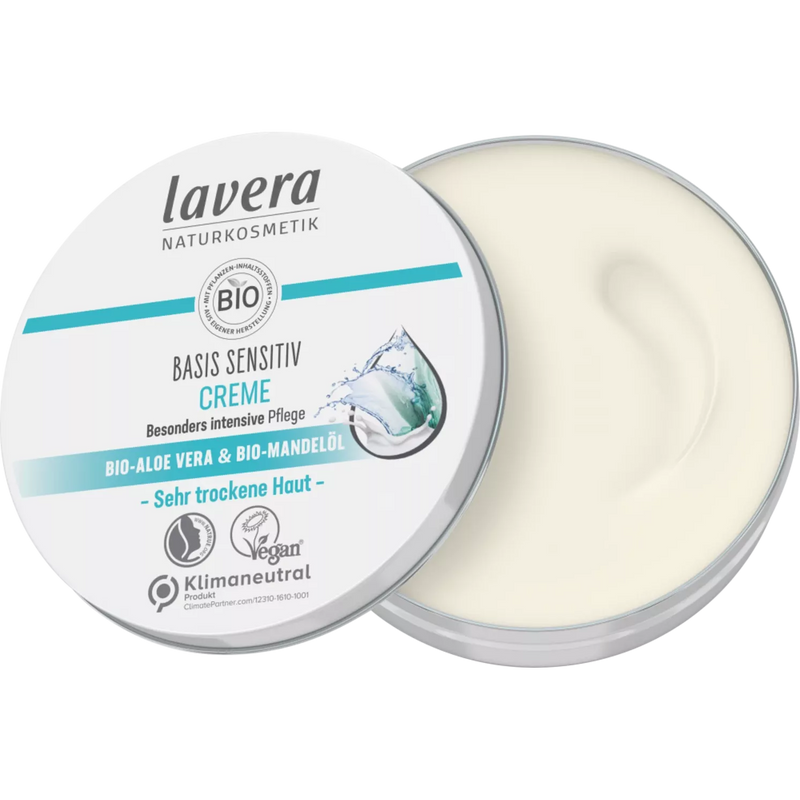 lavera Basis Sensitive gezichtscrème in een blik, 150 ml