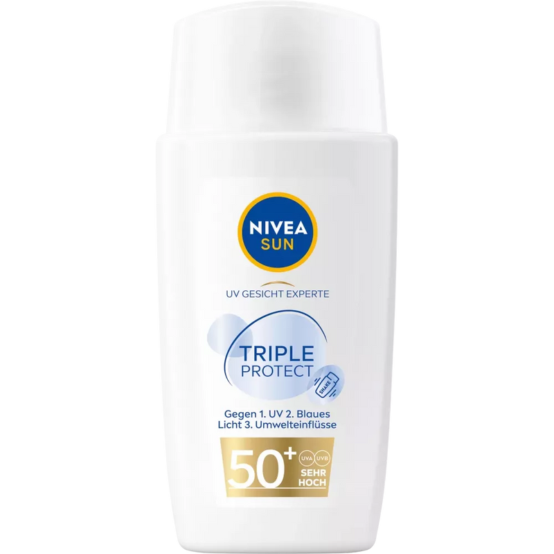 NIVEA SUN Zonnebrandcrème voor gezicht, drievoudige bescherming, SPF 50+, 40 ml