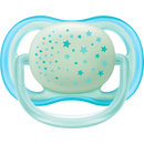 Philips AVENT Soother ultra air night silicone, blauw/groen, 0-6 maanden, 2 stuks.