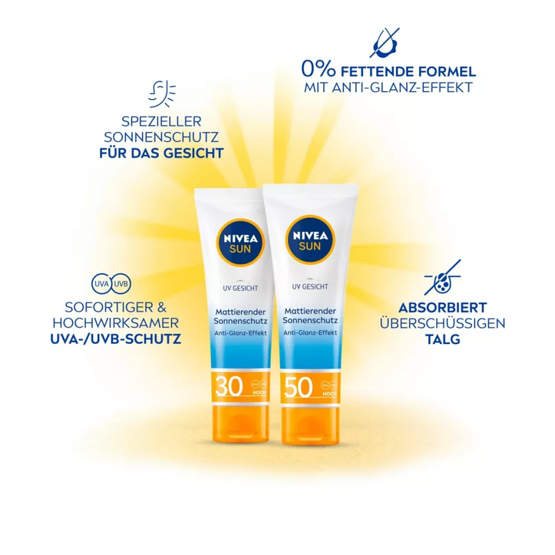 NIVEA SUN Zonnematerende gezichtscrème, SPF 50, 50 ml