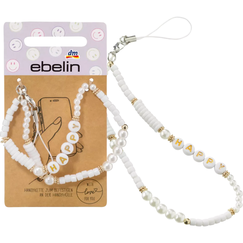 ebelin Mobiele telefoonketting met opschrift "HAPPY", 1 st.