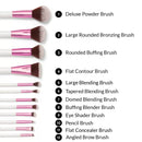 BH Cosmetics Borstelset Kristalkwarts - 12 stuks met cosmetisch tasje, 1 stuks.