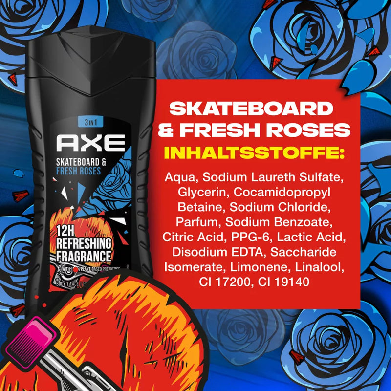 AXE Douchegel Skateboard Fresh Rose, 250 ml