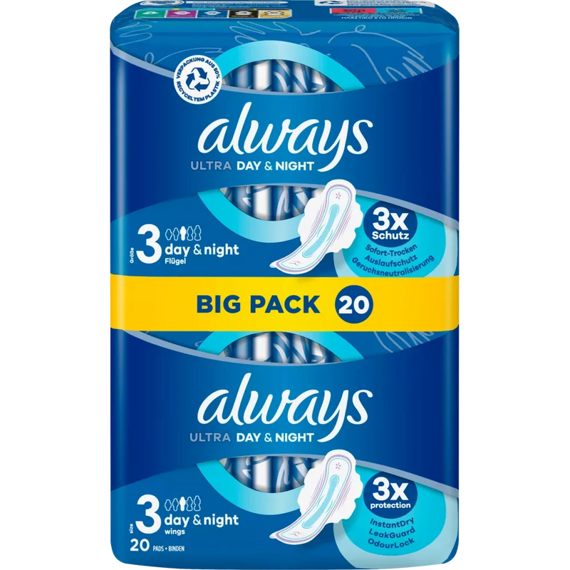 always Maandverband Ultra Day&Night met vleugels BigPack, 20 stuks