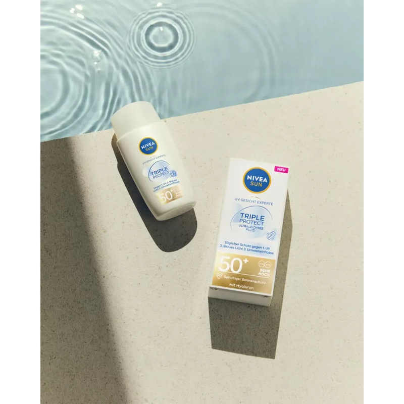 NIVEA SUN Zonnebrandcrème voor gezicht, drievoudige bescherming, SPF 50+, 40 ml