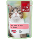 Dein Bestes Natvoer voor katten met kalfsvlees en kalkoen, in saus, 100 g
