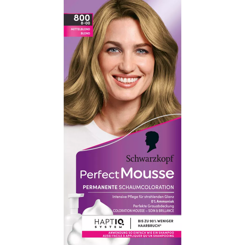 Schwarzkopf Perfect Mousse Haarkleurschuim 800 Medium Blond, 1 st